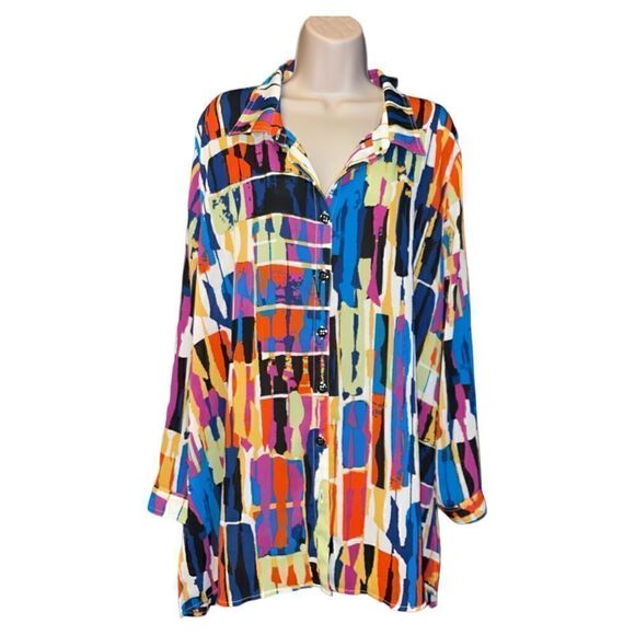 Multiples
Plus Size Block Print Crinkled Yoryu Long Roll-Tab Sleeve - Picture 2 of 7